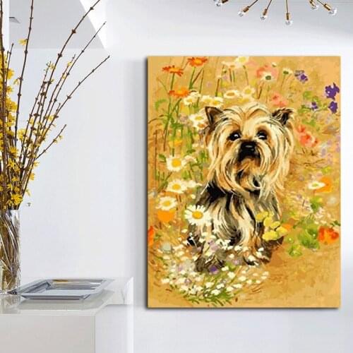 DIY colorings pictures by numbers with dog picture drawing Relief painting by numbers framed Home