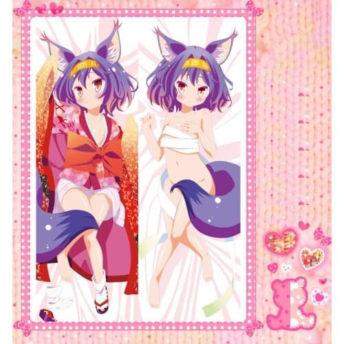 Anime Cartoon No Game No Life Double-Sided Bolster Hugging Pillow Case Pillow Cover Pillowcase Peach Skin 2 Way No.6039
