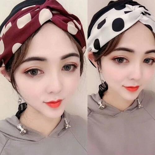 Ethnic Contrast Color Polka Dot Print Turban Hat Women Twist Knot Beanie Headwrap Stretch Pre-Tied Sleep Cap Head Bonnet 066F