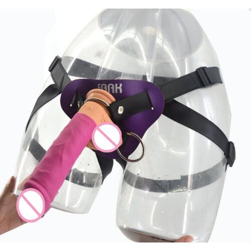FAAK Women Strapon Dildos Lesbian Strap on Penis silicone reaslistic dildo sex toys suction leather harness adult sex products