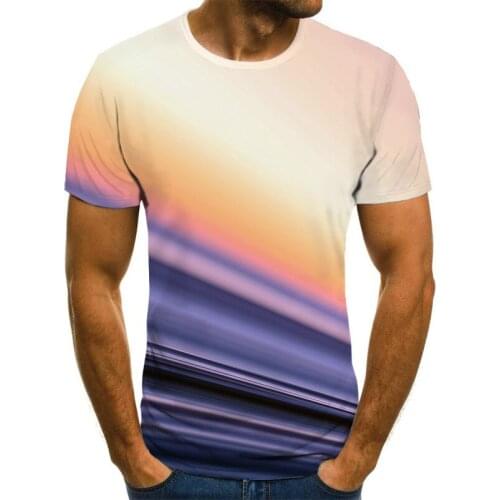 New mens striped T-shirt summer casual short-sleeved fashion 3D shirt round neck simple plaid streetwear LEC boys favorite