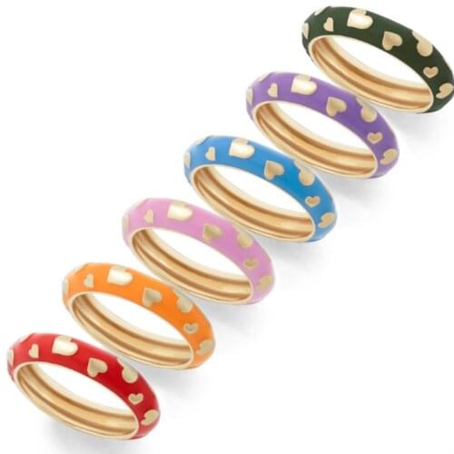 New Ins Multicolor Love Heart Ring Sweet Cute Color Heart Ring For Women Girls Fashion Jewelry Gift