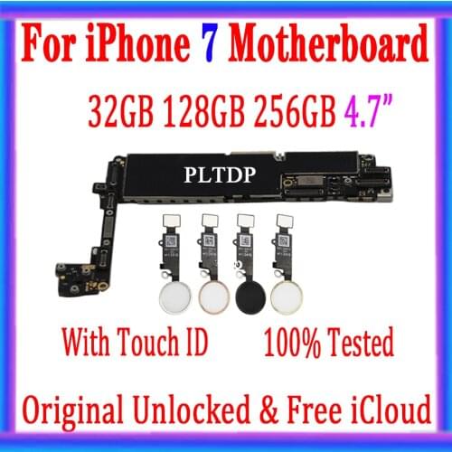 For iphone 7 Motherboard with Touch ID,100% Original unlocked for iphone 7 Mainboard with IOS System,32gb / 128gb / 256gb