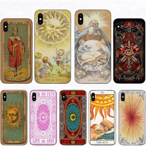 Soft TPU Phone Back Cover Tarot Cards Art design For Iphone 11 Pro MAX SE 2020 Case 12 Mini XS X XR 8 6 6S 7 Plus 5 Shell Coque