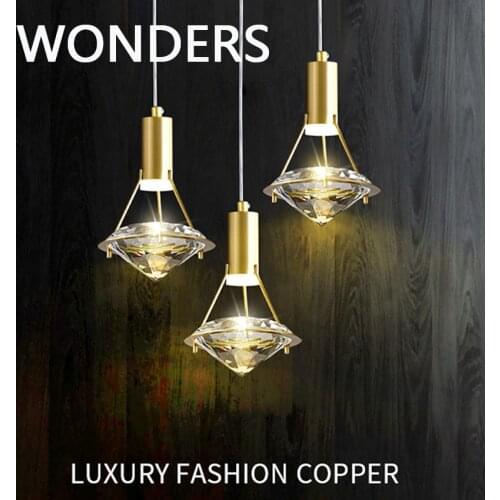 Nordic Modern bedroom bedside crystal LED pendant light Home living room background wall decor single head pendant lamp a lustre