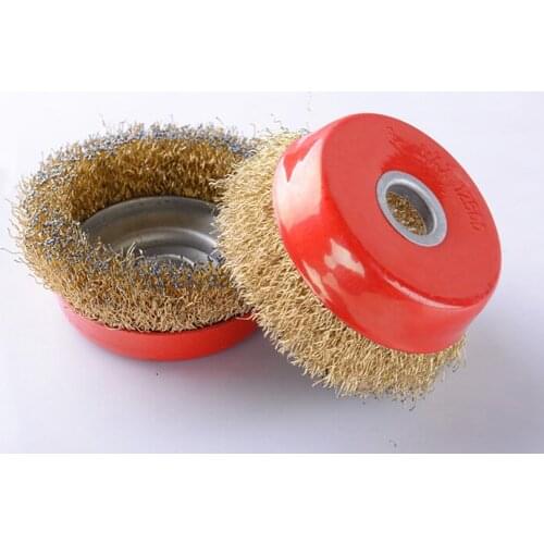 New 2Pcs 100*ID16mm Rust removal brush Wire Cup Brush Crimped Tempered Steel Bristle Steel Wire Wheel FOR Angle Grinder