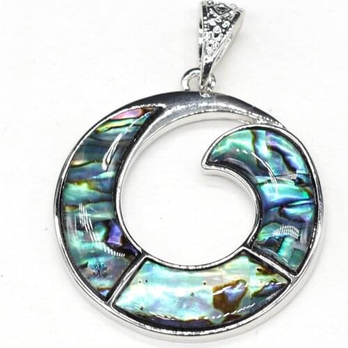 Natural Abalone Shell Pendant Natural Mother of Pearl Shell Pendant Round Splicing Charms for DIY Making Jewelry Necklace