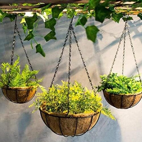 Hanging Plant Bracket Planter With Coconut Coir Liner Plant Iron Holder For Home Furnishings Gardening Balcony