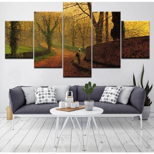 Nature autumn Landscape 5 Piece Wallpapers Art Canvas Print modern Poster Modular art painting for Living Room Home Decor