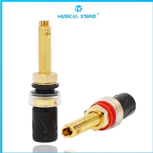 Pure Copper Speaker Wire Plug Terminal Amplifier Gold Plated Audio Connector Binding Post Socket For Amplifier Chassis Terminal