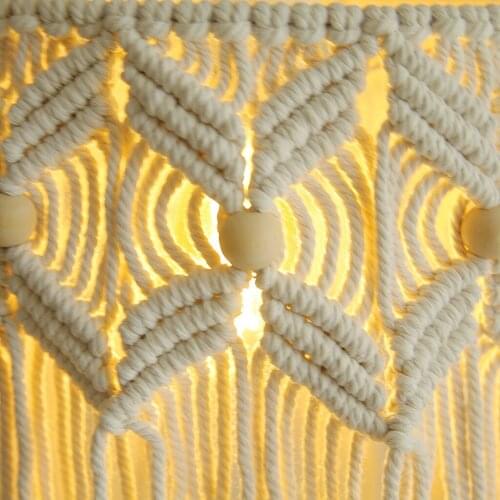 Retro Macrame Lamp Shade Woven Bohemian Lampshade Cover Bedroom Office