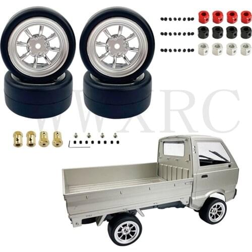 4pcs Drift Tires Upgrade Wheel Hubs Rubber with Copper Adapter For WPL D12 SG1603 SG1604 UD1601 UD1602 RC Car Spare Parts