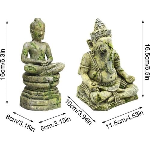 Q9QF Aquarium Decoration Elephant God Shakyamuni Statue Underwater Landscape Ornament