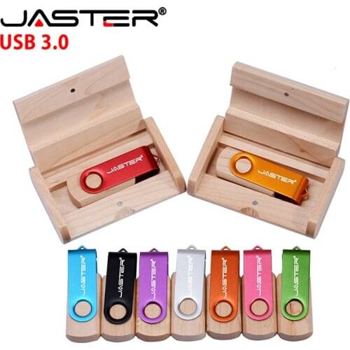 JASTER USB 3.0 Custom LOGO Colored metal + maple Wood usb Flash Drive pendrive 4gb 8gb 16gb 32gb 64gb 128gb wediing personal