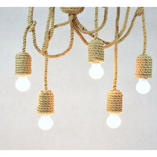 Vintage sailing rope Pendant lights DIY Retro Hemp Rope Pendant lamps Nautical Rope industrial lighting Twisted Light