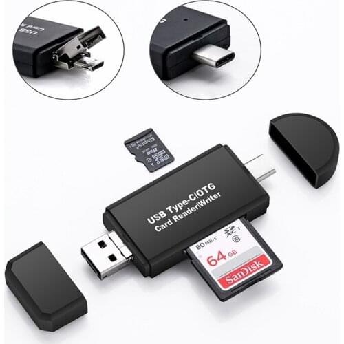 Type C & micro USB & USB 3 In 1 OTG Card Reader High-speed USB 2.0 Universal OTG TF/SD for Android Computer Extension Headers