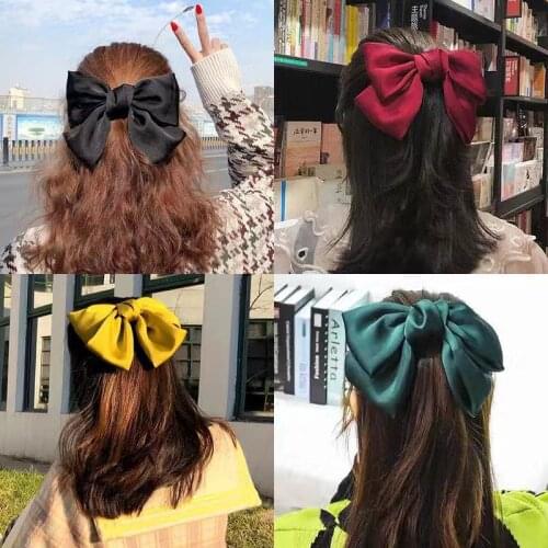 1PC Sweet Super Large Bow knot Female Top Hair Pins Elegant Girls Cloth Art Hair Grips Womens Hair Accessories HeadWear