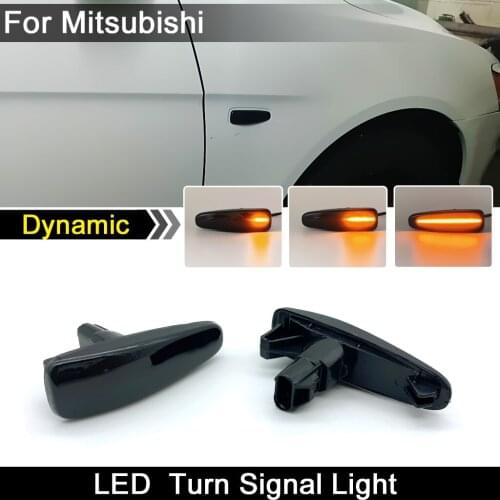 1 Pair For Mitsubishi Lancer VIII Sportback Outlander Mirage Smoked Lens Front LED Side Marker Light Dynamic Turn Signal Lamp