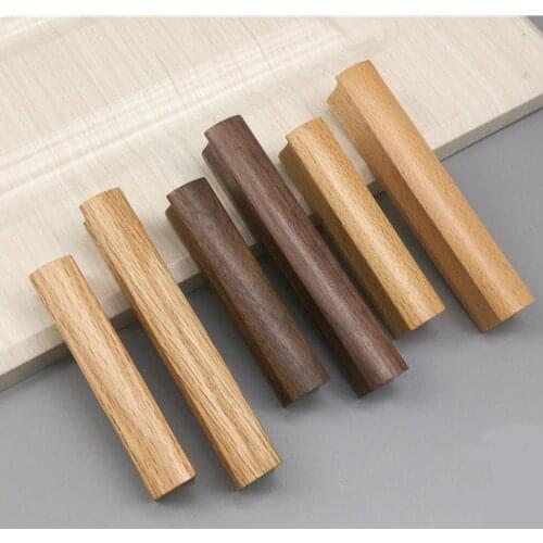 1PCS Solid Wooden Cabinet Handles and Knobs Wardrobe Drawer Door Dresser Pulls Furniture Hardware