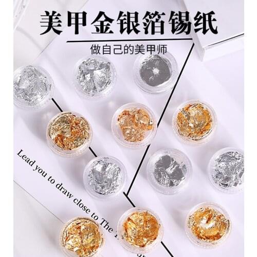 1 boxes of 3D flash DIY gold and silver irregular foil paper Nail Art Sticker DIY manicure UV Gel Nail Polish decorating tool