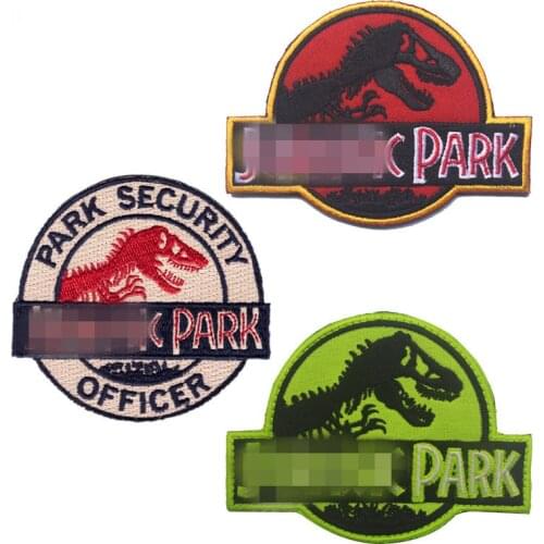 3D Embroidered Dinosaur Park Patch Sewing Stickers Patches For Clothes Hook&Loop Patches Movies Anime Parches 10*8cm