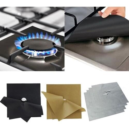 4pcs/set Gas Stove Protector Cooker Cover Liner Clean Mat Pad Kitchen Gas Stove Stovetop Protector Kitchen Accessories #T