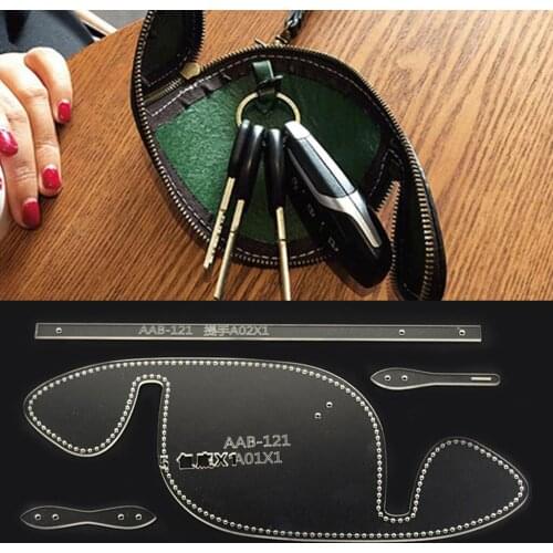 4Pcs LeatherCraft Acrylic Stencil Template Key Coin Purse Bag Wallet Pattern