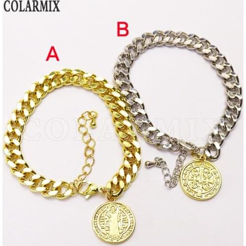 8 Pieces Flat chain Bracelet Fashion Round charms Bracelet Punk hip pop jewelry Bracelet 7352