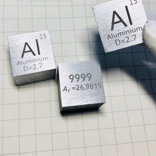 Aluminium Metal in the periodic table- Cube Side length is one inch (25.4mm) and weight is about 44.3g 99.99