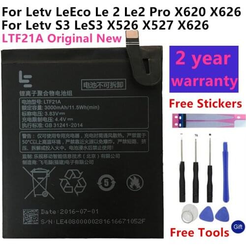 100% Original LTF21A Battery For Letv LeEco Le 2 (pro) le 2S le S3 X20 X626 X528 X621 X625 X25 X525 X620 X520 X522 X527 X526