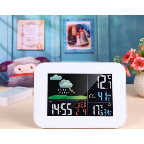 TS-A98 Color Screen Barometer Wireless Indoor and Outdoor Temperature And Humidity Meter with Clock Function