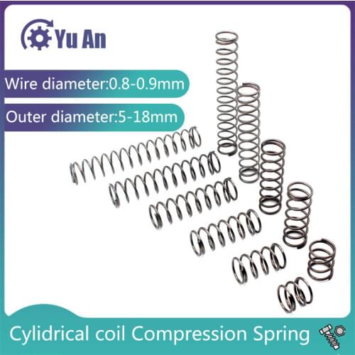 Spiral Spring， Compression Spring, High Quality Spring Steel, Wire Diameter 0.9mm, Outside Diameter 5-18mm, Length 10mm-50mm