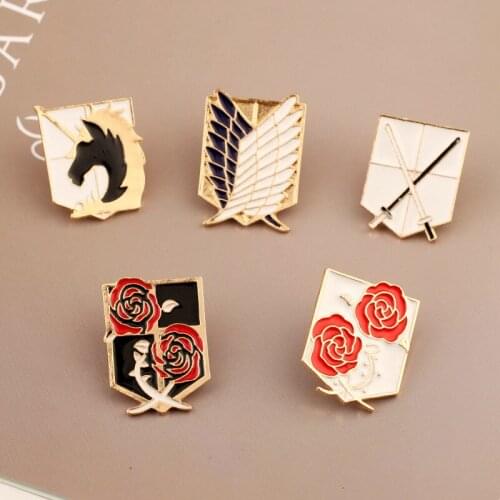 Attack On Titan Legion Emblem Enamel Pin Wings of Liberty Scout Legion Military Police Regiment Lapel Pins Anime Jewelry Collect