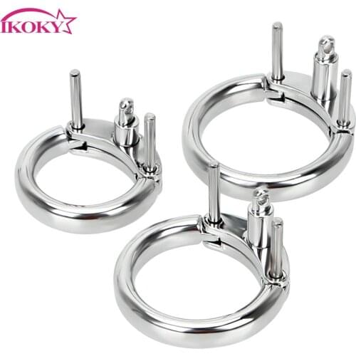 IKOKY 3 Size Choose Male Masturbation Restraint Cock Cage Accessories Additional Cock Ring Male Penis Lock Chastity Device