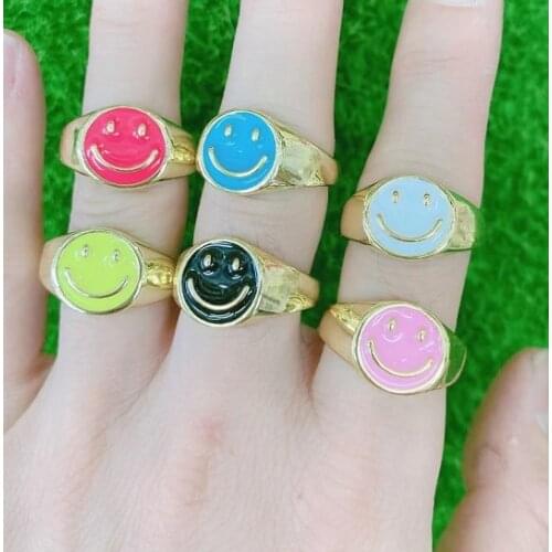 10 Piece Enamel Smile face Rings Mix color rings accessories jewelys jewelry party ring Enamel rings 0000