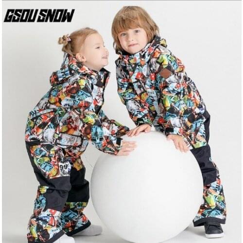Boys Waterproof Jumpsuit For Skiing Skateboarding Outfits Kids Snowboarding Jackets And Pants Set Childrens One-Piece Ski Suit