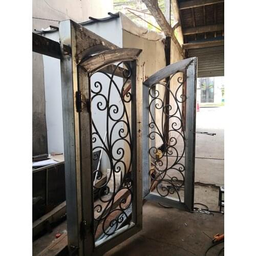 Hench wrought iron doors design and dual panel glass delivery to Australia house hc-7
