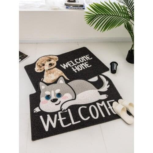 Cartoon dog Shiba Inu teddy husky PVC silk ring floor mat kitchen bedroom living room doormat waterproof anti slip dust rug