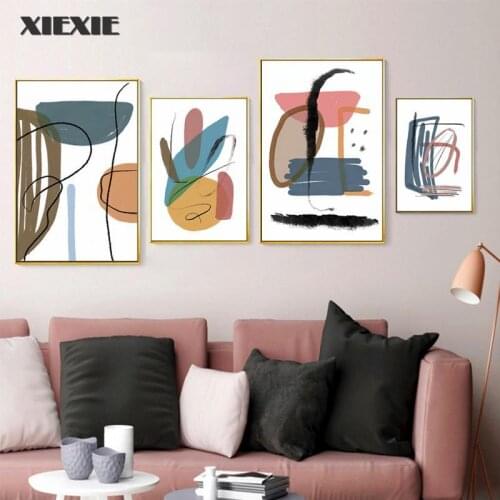 Creative Trendy Texture Abstract Geometric Brush Strokes Canvas Paintings Wall Art Poster Print Picture Living Room Home Decor