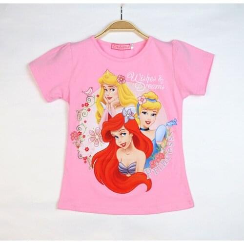 Disney summer kids clothes mermaid princess short sleeve tee tops fashion Korean little girls t shirts children outfits costume