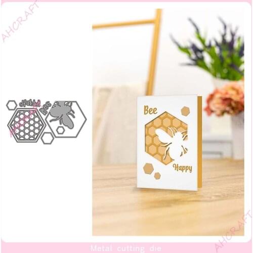 Honeybee Background Frame Metal Cutting Dies for DIY Scrapbooking Photo Album Decorative Embossing PaperCard Crafts Die2021
