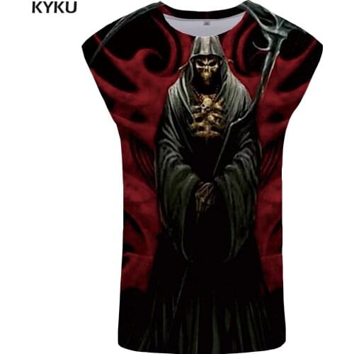 KYKU Skull Tank Top Men Black Ftness Clothing Devil Tanktop 3D Mens Bodybuilding Undershirt Vest Sleeveless Shirt Man Anime
