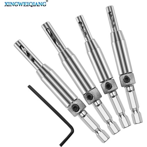 4 pcs HSS Self Centering Hinge Drill Bits Set Door Cabinet