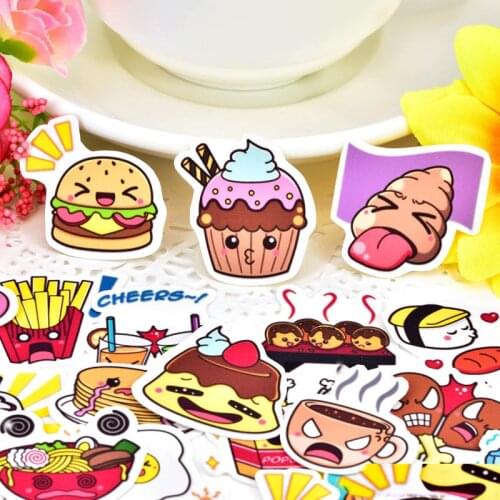 40pcs Cute Cartoon foods stickers scrapbooking For Phone Car Case Waterproof Laptop Bicycle Notebook Backpack Kids Toy Stickers