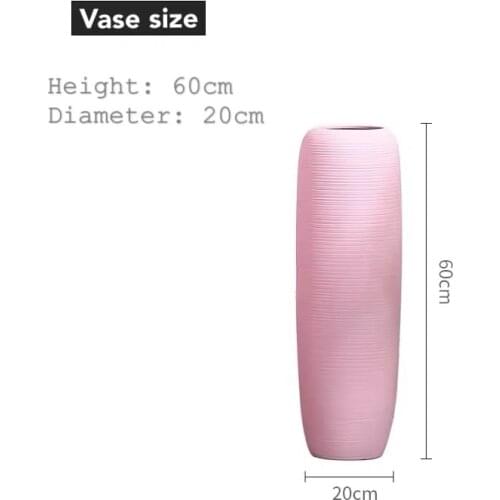 Floor Vase Pink Large Ceramic Handmade Living Room Bedroom Porch Simple Decoration All-Match Ornaments Creativity