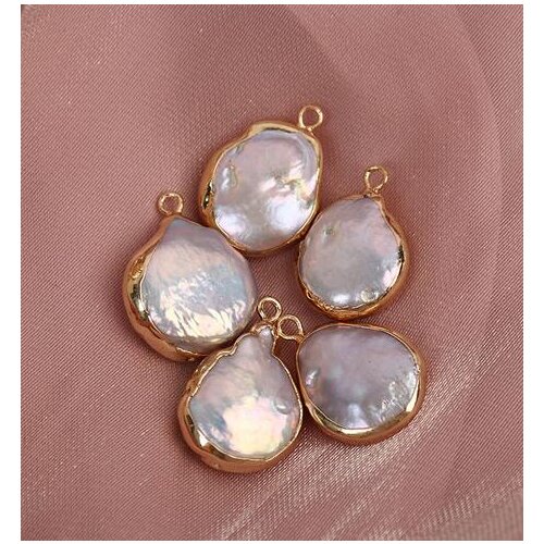 Natural fresh water pearl Baroque gilt pearl rimmed Loose Pearl colorful water drop single hanging Earring Necklace accessories