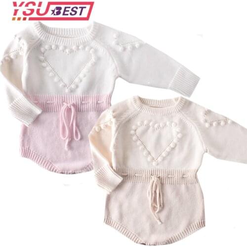 New Knitted Baby Romper Autumn Newborn Baby Clothes Long Sleeve Pompom Infant Baby Girl Boy Romper Baby Jumpsuit Onesie Overalls