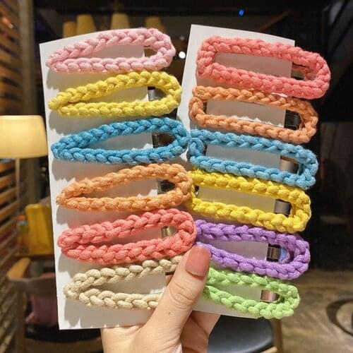 New Women Girls Colors Sweet Knitting Hollow Ornament Hair Clips Lady Lovely Barrettes Hairpins Female Fashion Hair Accessories