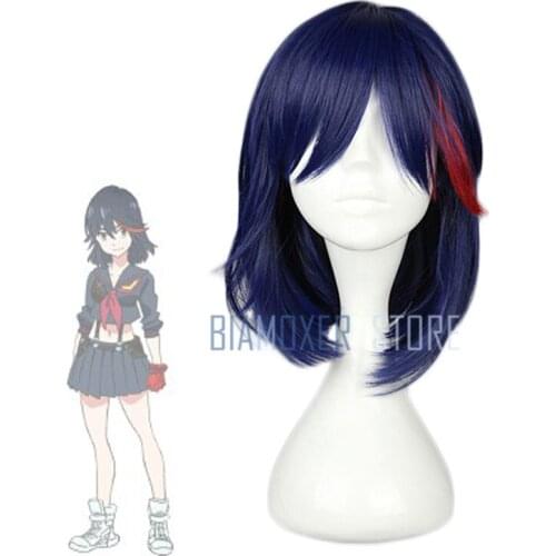 Biamoxer 40cm/15.74inch Kill la Kill Ryuuko Matoi Cosplay Wigs Mixed Color Heat Resistant Synthetic Hair Perucas Cosplay Wig