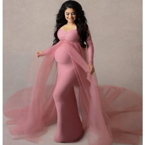 Dress for Pregnant Women Casual Maternity Dresses for Photo Shoot Summer Clothes for Women Cotton Chiffon Maxi Dress A002